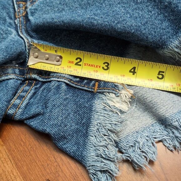 Levi’s Vintage 90’s Orange Tab High Rise Frayed Hem Cut Off Denim Shorts Sz 11 - Picture 10 of 11